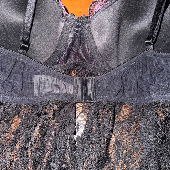 VTG Y2K Boudoir Collection Black Lace Lingerie Babydoll Chemise ~ Sz L ~ NWOT - Picture 5 of 8